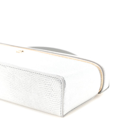 Chanel Lizard Embossed Calfskin Top Handle Slim Vanity With Chain Silvery 9 of 10