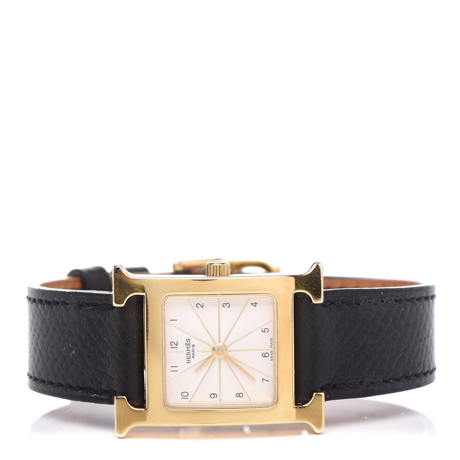 Hermes Stainless Steel Courchevel 21mm Heure H Hour Quartz Watch Noir 3 of 8