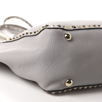 Valentino Garavani Pebbled Calfskin Medium Rockstud Tote Pastel Grey 6 of 11