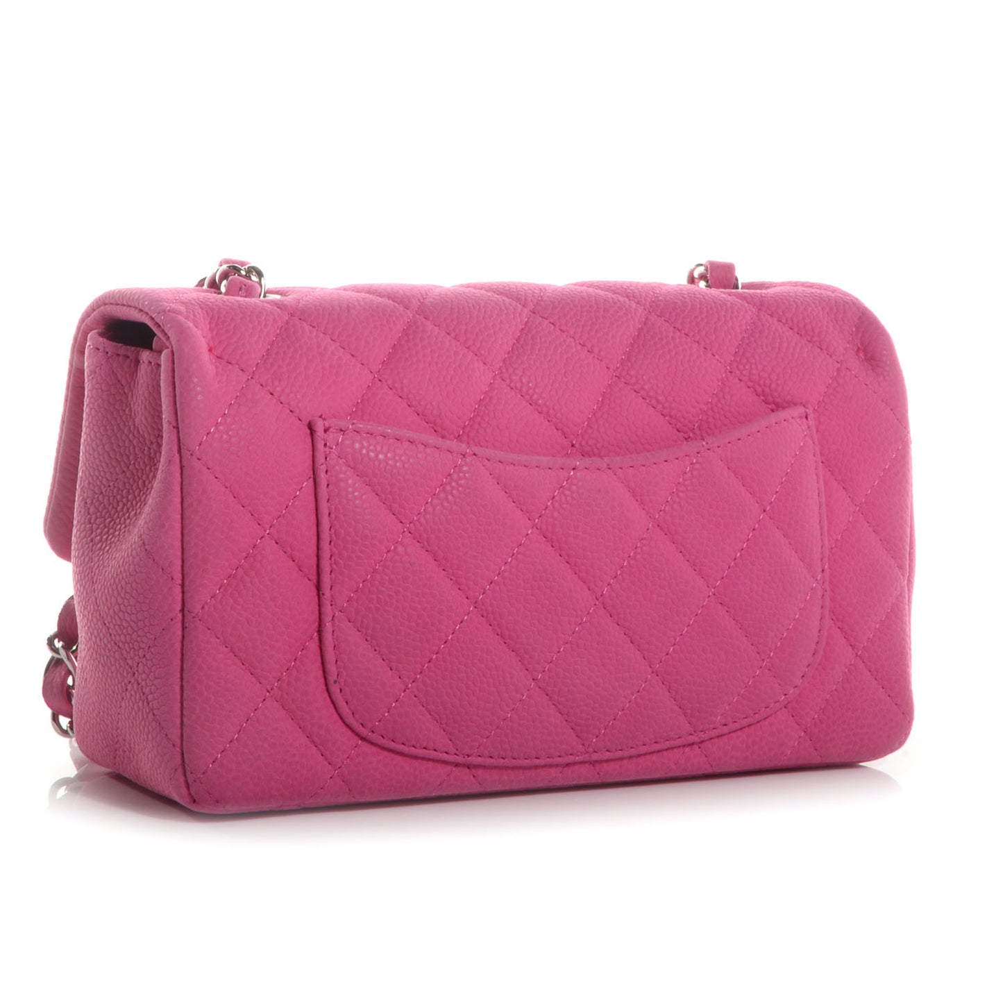 Iridescent Caviar Quilted Mini Flap Pink