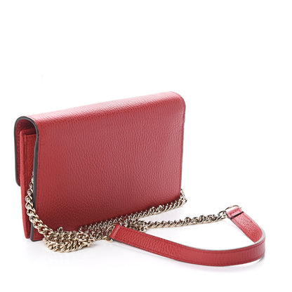 Gucci Dollar Calfskin Interlocking G Chain Wallet Red 2 of 7