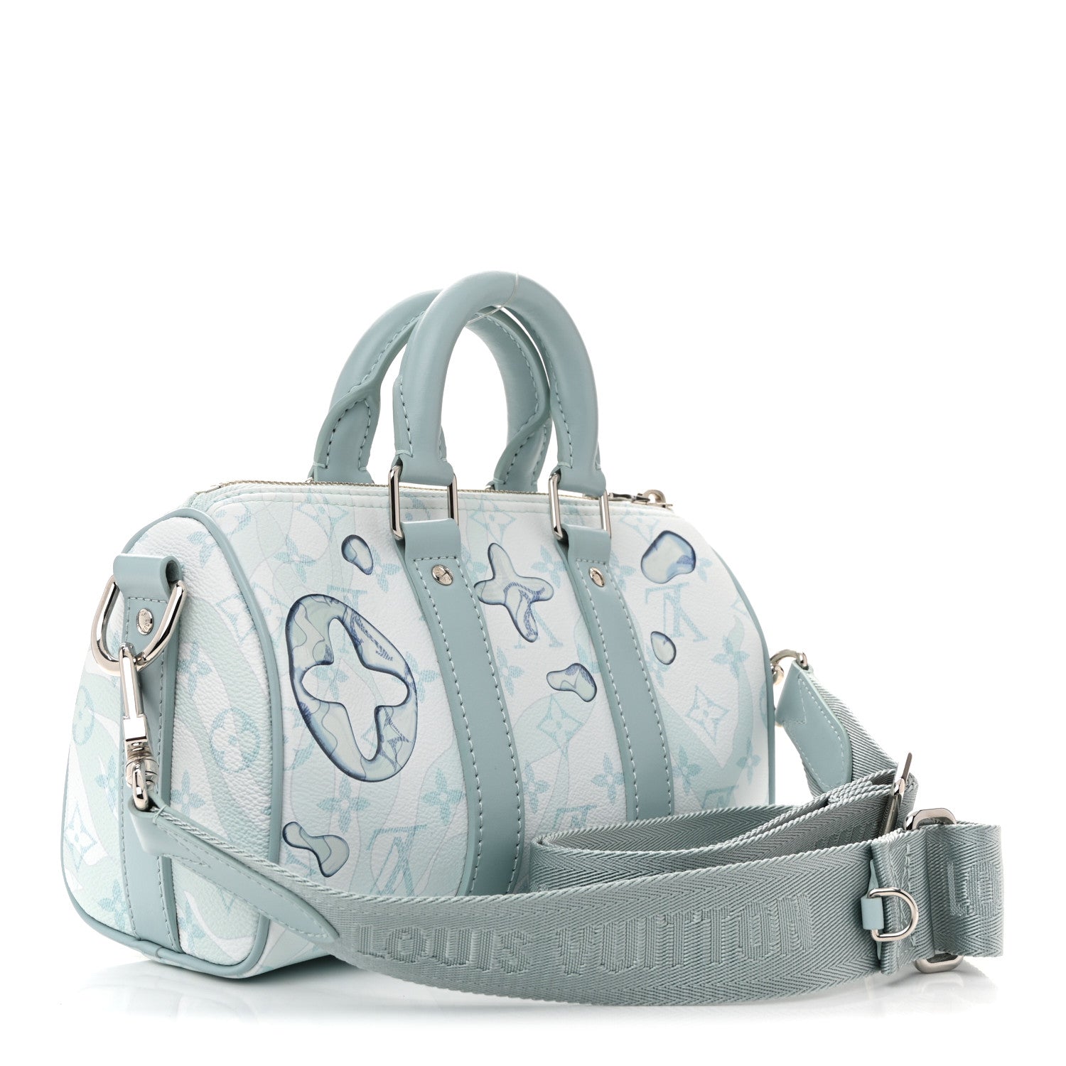 Louis Vuitton Monogram Aquagarden Keepall Bandouliere 25 Crystal Blue 3 of 10