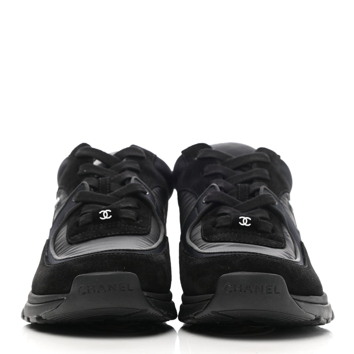 Nylon Calfskin Suede CC Sneakers 36 Black
