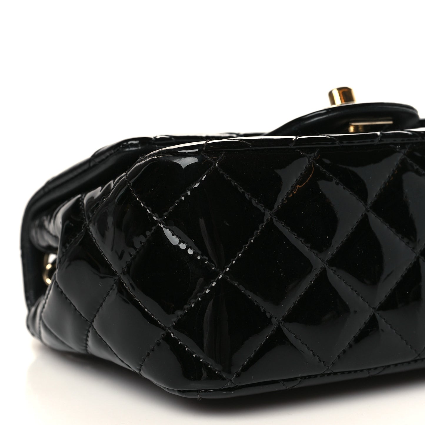 Patent Calfskin Quilted Mini Square Flap Black