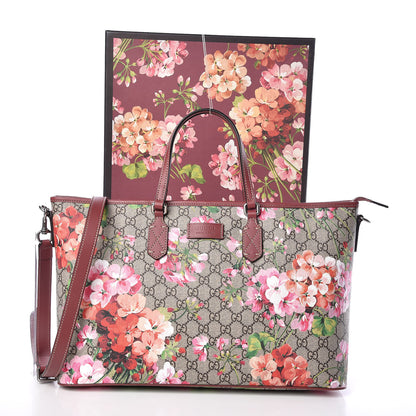 Gucci GG Supreme Monogram Blooms Medium Zippered Tote Beige Multicolor Dry Rose 10 of 10