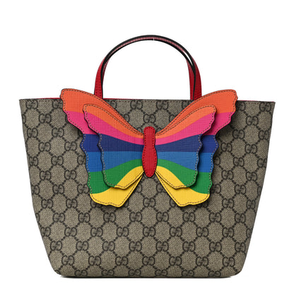 Gucci GG Supreme Monogram Kid's Rainbow Butterfly Tote 1 of 11