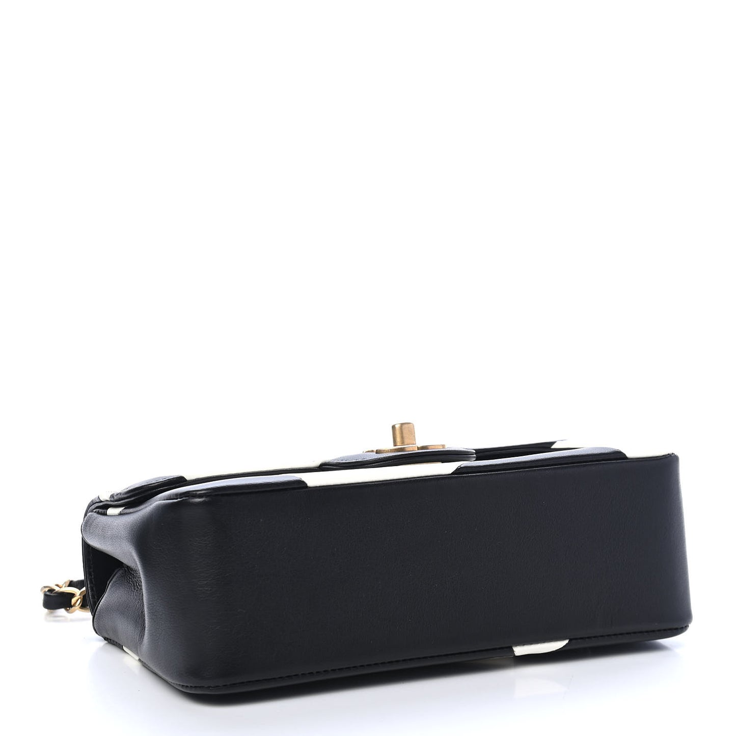 Lambskin Geometric Patchwork Mini Flap Black White