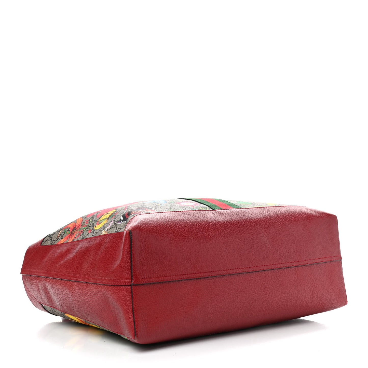 GG Supreme Monogram Flora Web Large Ophidia Tote Red