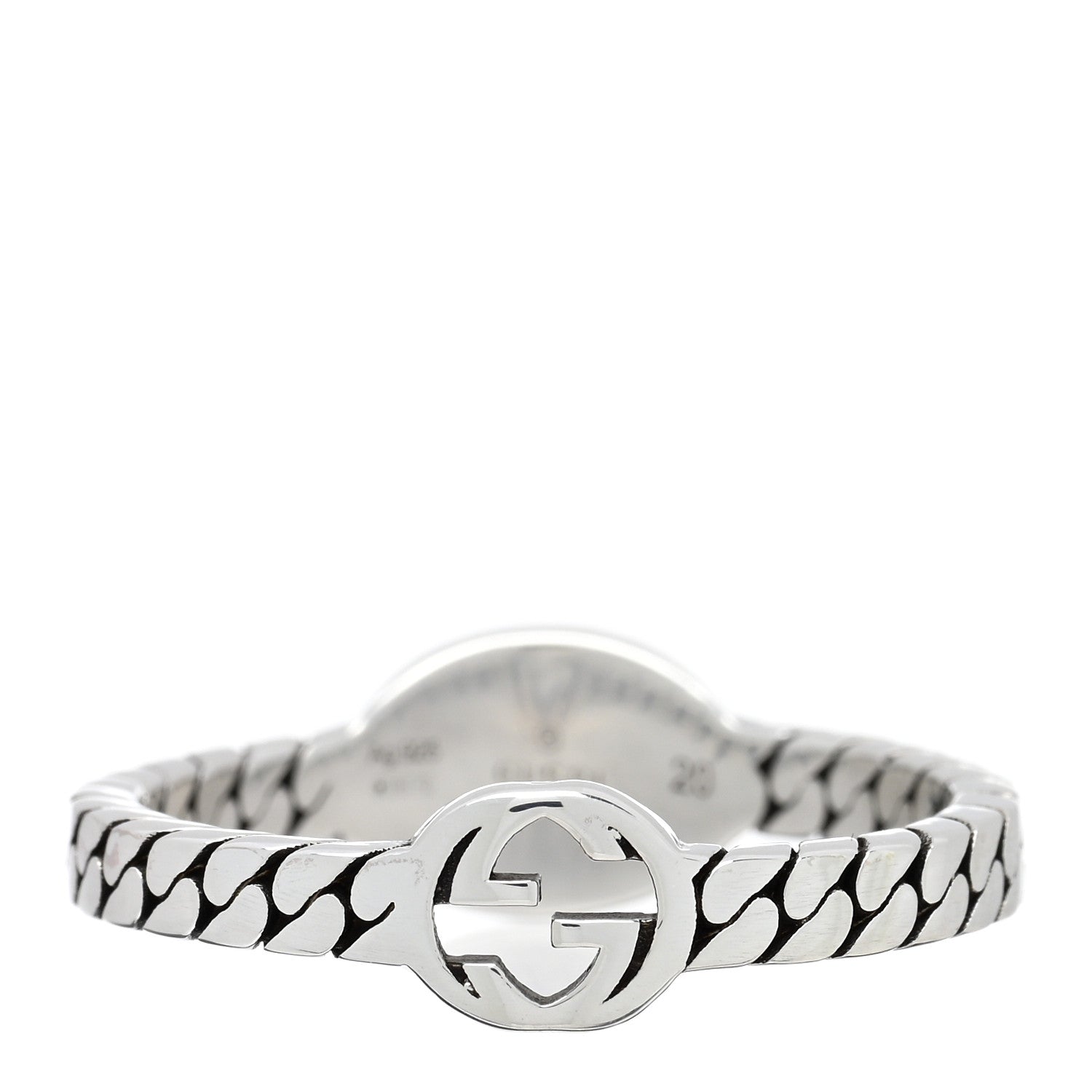 Gucci Sterling Silver Enamel Interlocking G Chain Ring 60 9 Black 3 of 4