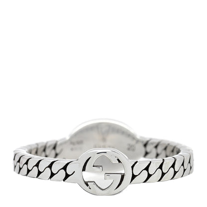 Gucci Sterling Silver Enamel Interlocking G Chain Ring 60 9 Black 3 of 4