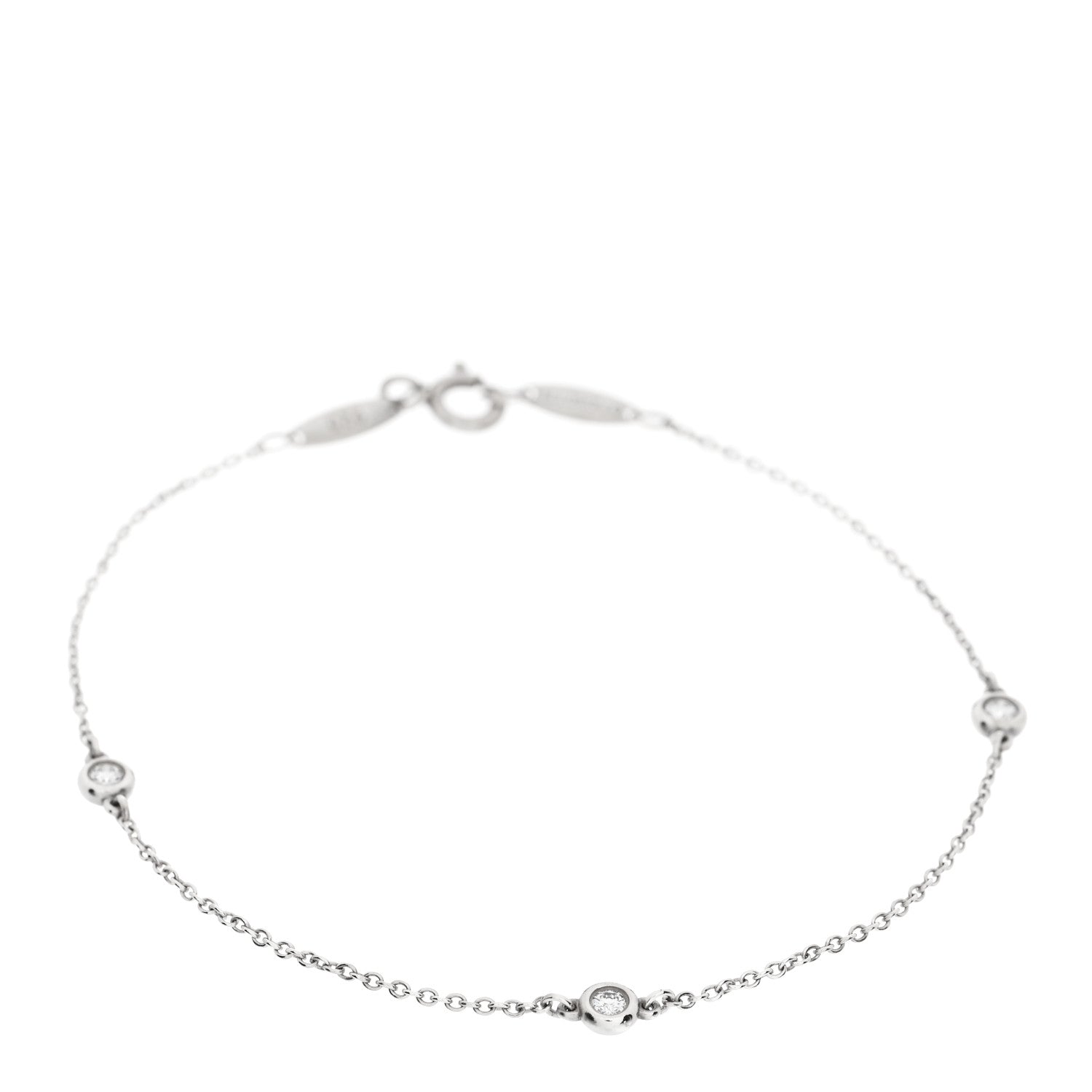 Tiffany Sterling Silver Diamond .09ct Elsa Peretti Diamonds By The Yard Bracelet 1 of 6