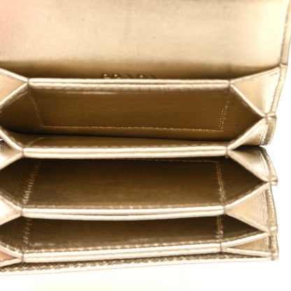 Prada Saffiano Triangle Mini Accordion Chain Wallet Pirite 5 of 7