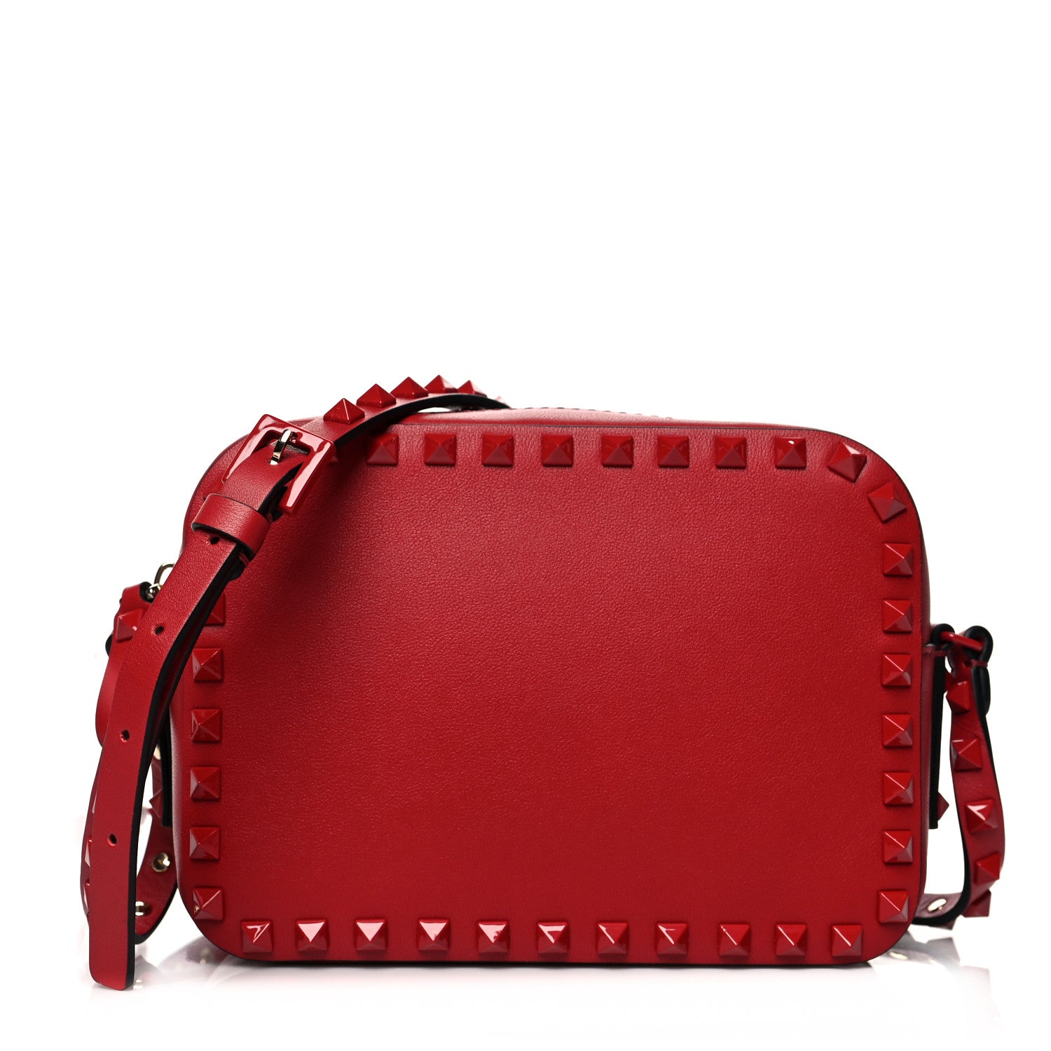 Valentino Garavani Calfskin Monochrome Rockstud Camera Crossbody Bag Rosso Valentino 1 of 8