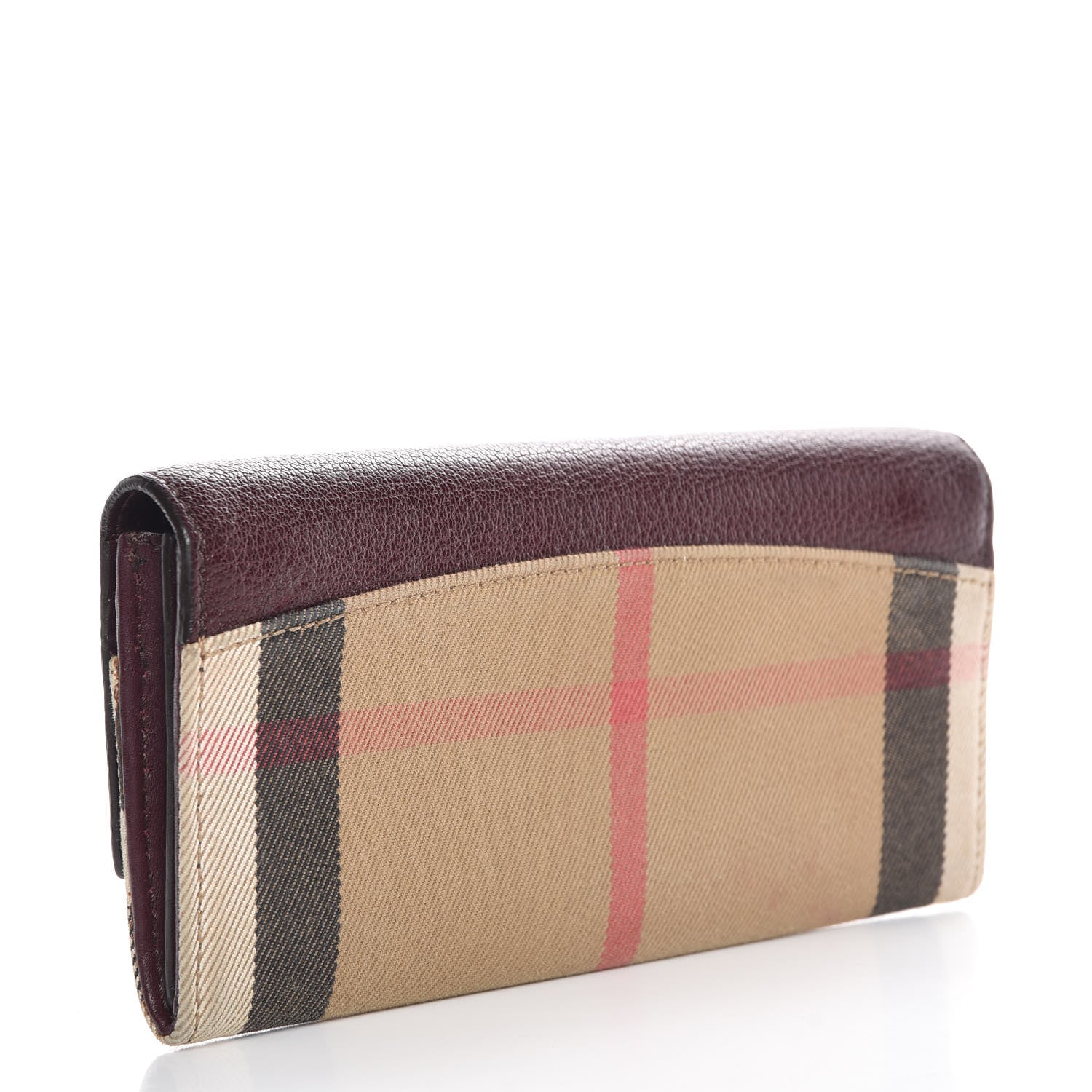 Burberry Calfskin House Check Porter Continental Wallet Mahogany Red 3 of 13