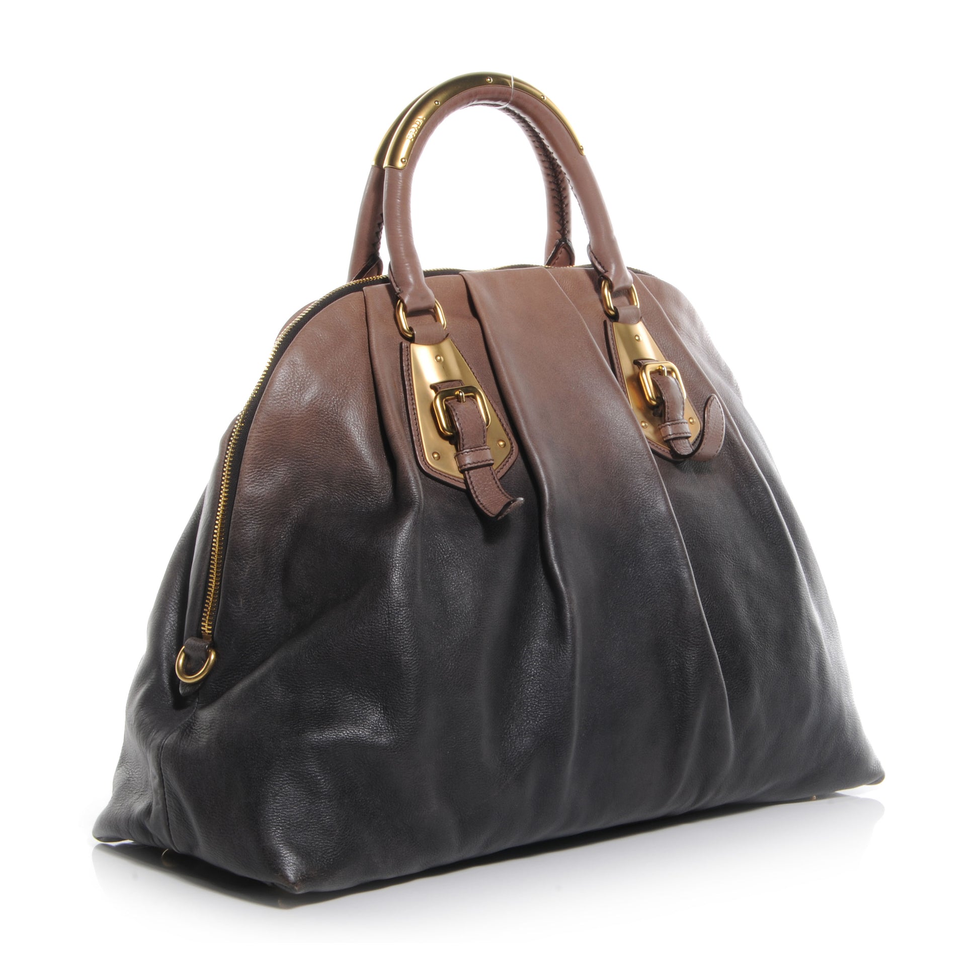 Prada Glace Calfskin Dome Satchel Fumo Sfumato 4 of 9