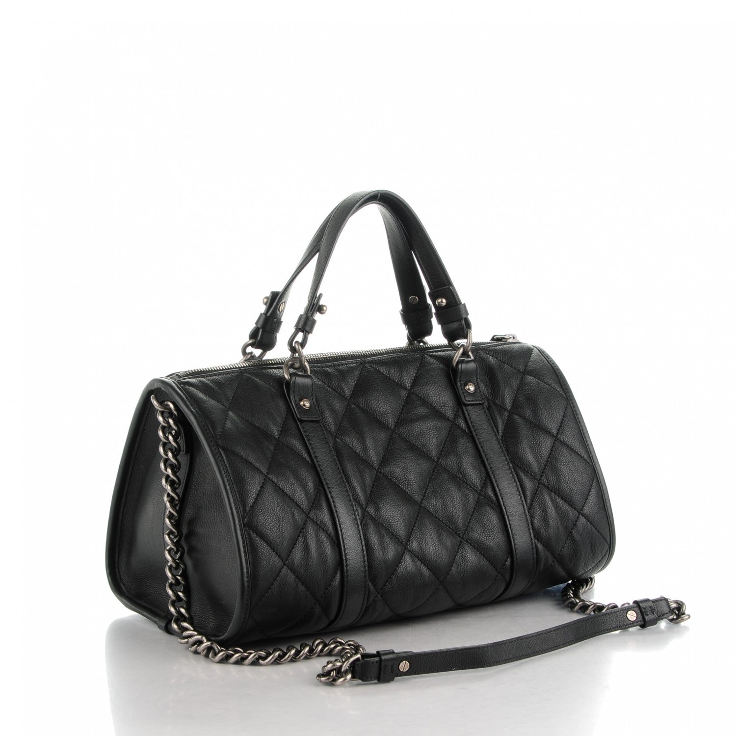 Chanel Calfskin Quilted Small Casual Riviera Bowling Bag Black 2 of 8
