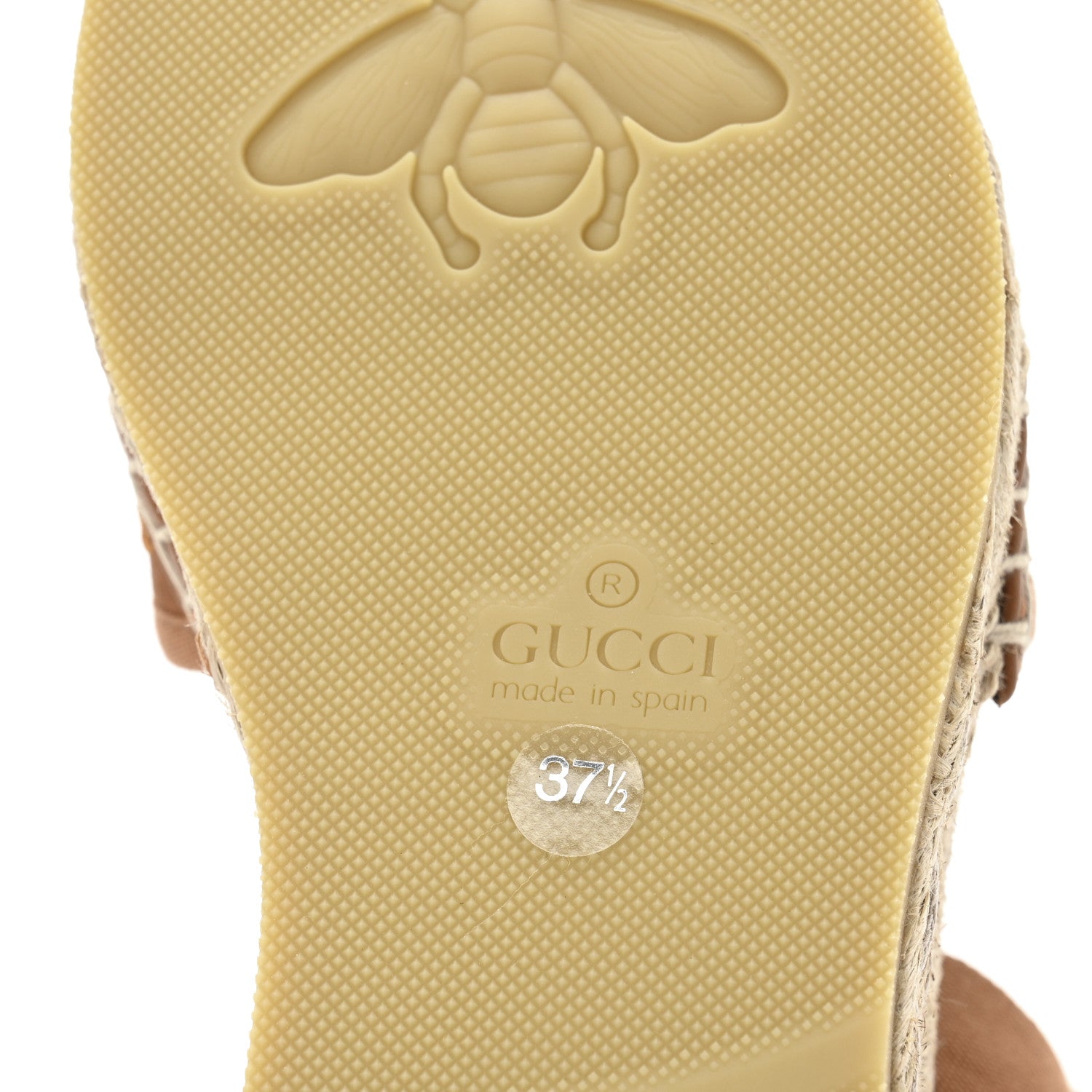 Gucci Canvas Damita GG Eyelet Espadrille Wedge Sandals 37.5 Blondie Cognac 7 of 10