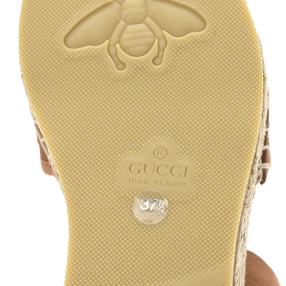 Gucci Canvas Damita GG Eyelet Espadrille Wedge Sandals 37.5 Blondie Cognac 7 of 10