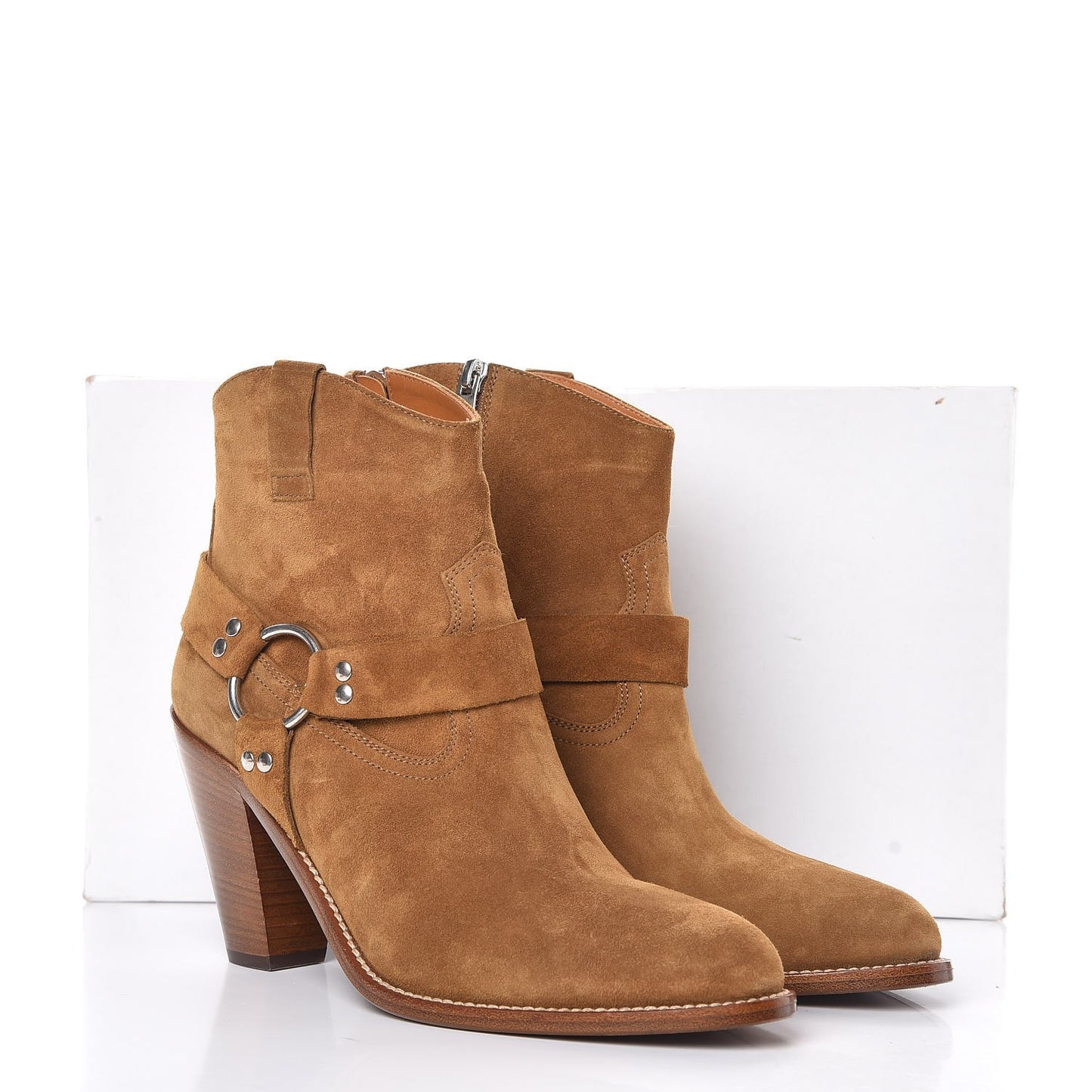 Suede Curtis Harness Ankle Booties 39.5 Tan
