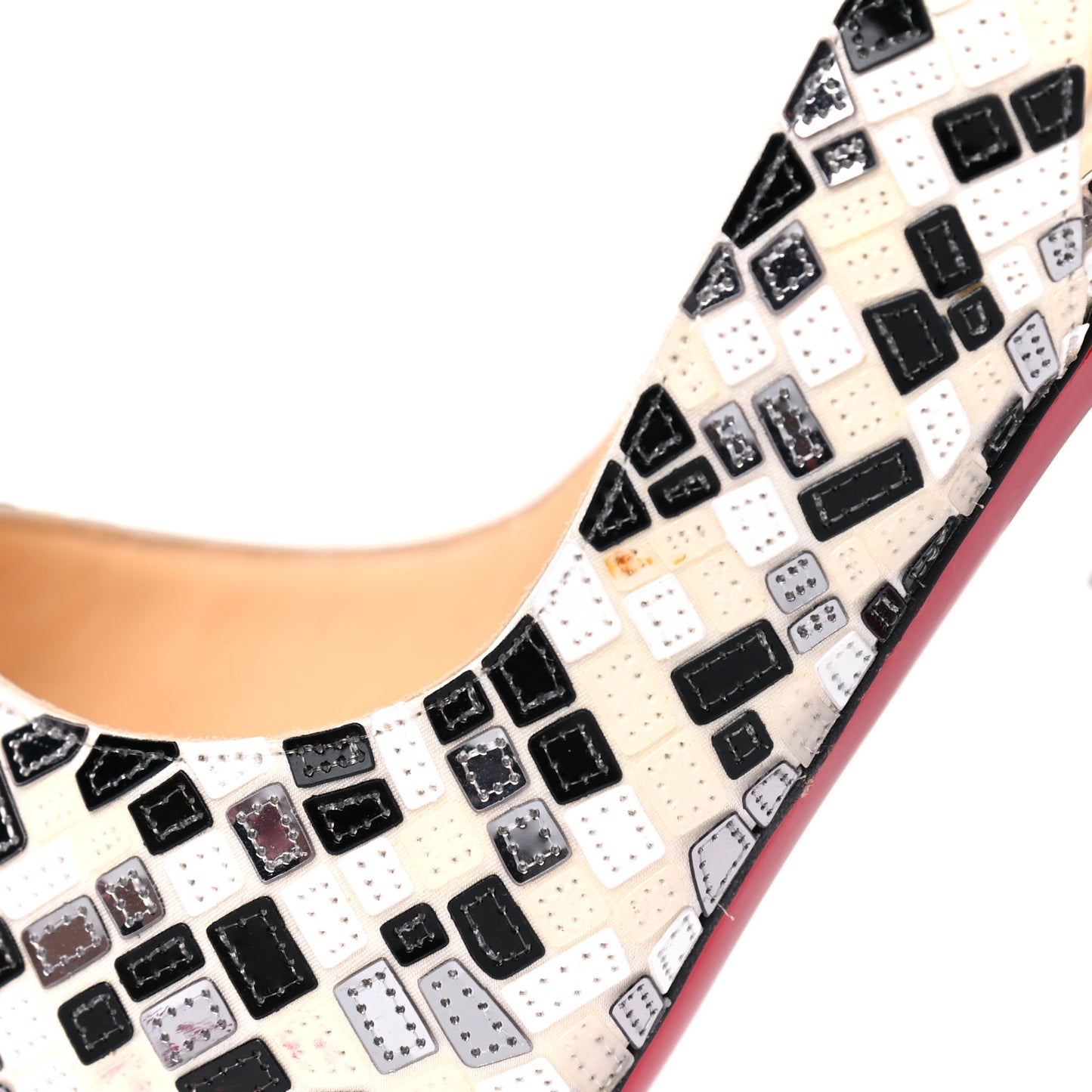 Satin Mosaique No Prive 100 Pumps 40.5 White Black