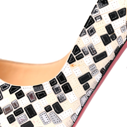 Christian Louboutin Satin Mosaique No Prive 100 Pumps 40.5 White Black 7 of 7