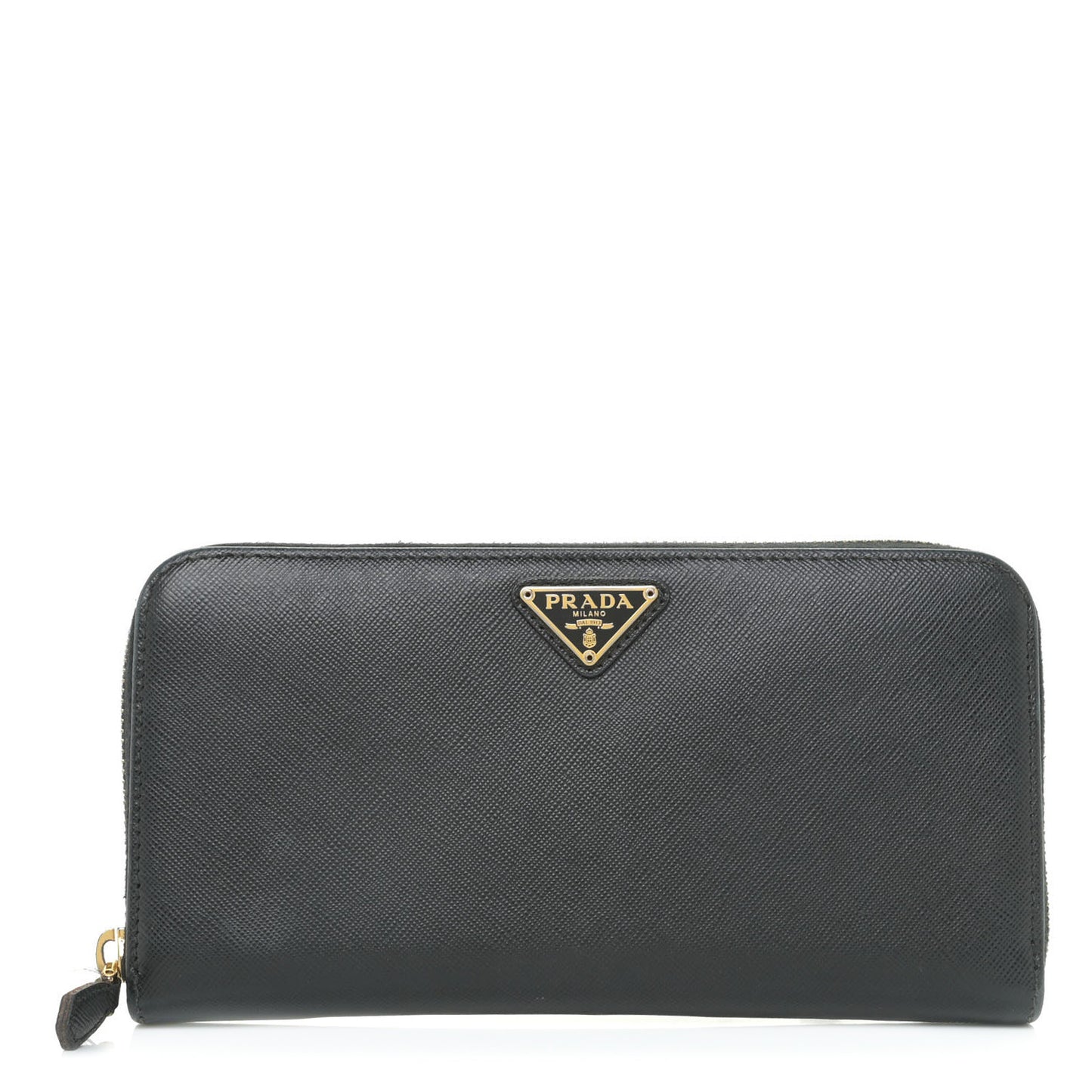 Saffiano Triangle Zip Around Wallet Black
