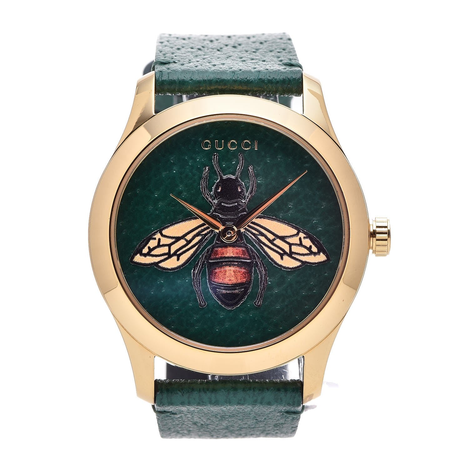 Gucci Stainless Steel Calfskin 38mm G-Timeless Bee Quartz Watch Green 1 of 8