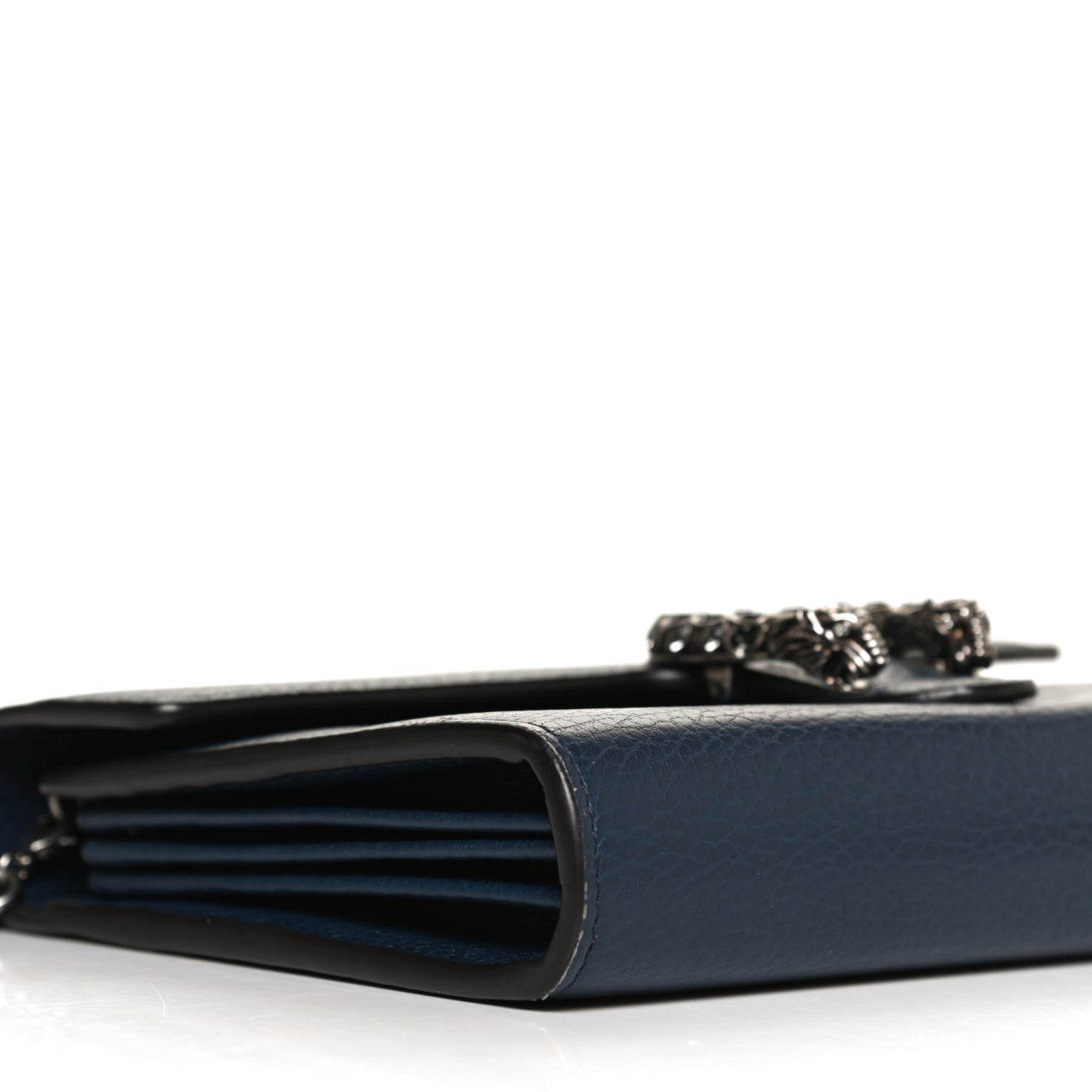 Dollar Calfskin Crystal Mini Dionysus Chain Wallet Blue Agata Black Diamond
