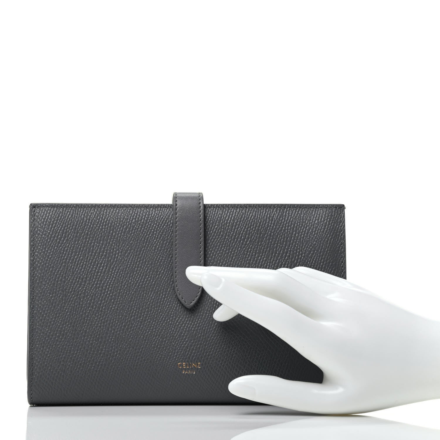 Celine Grained Calfskin Large Multifunction Strap Wallet Medium Grey 2 of 6