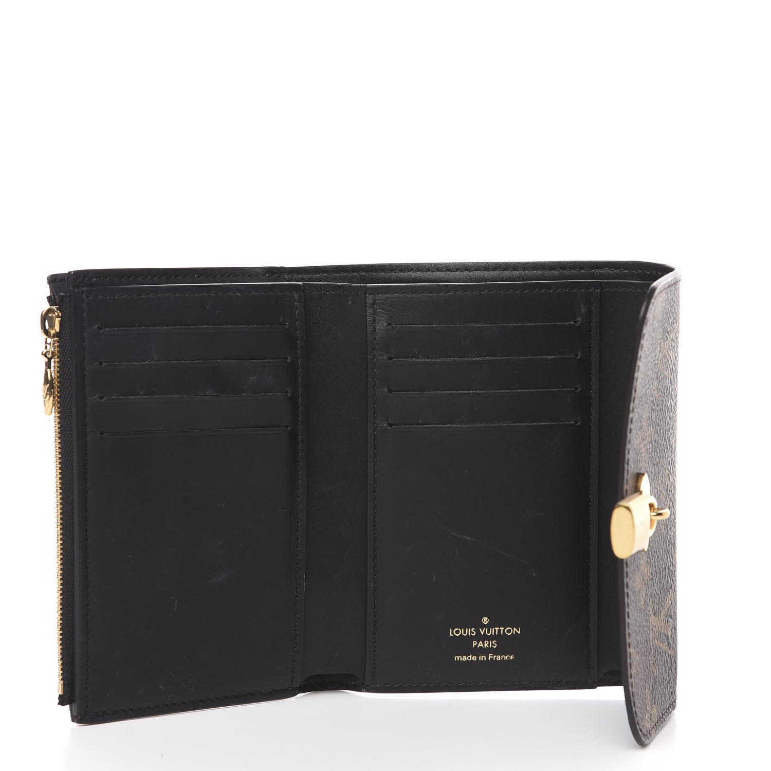 Louis Vuitton Monogram Flower Lock Compact Wallet Black 5 of 10