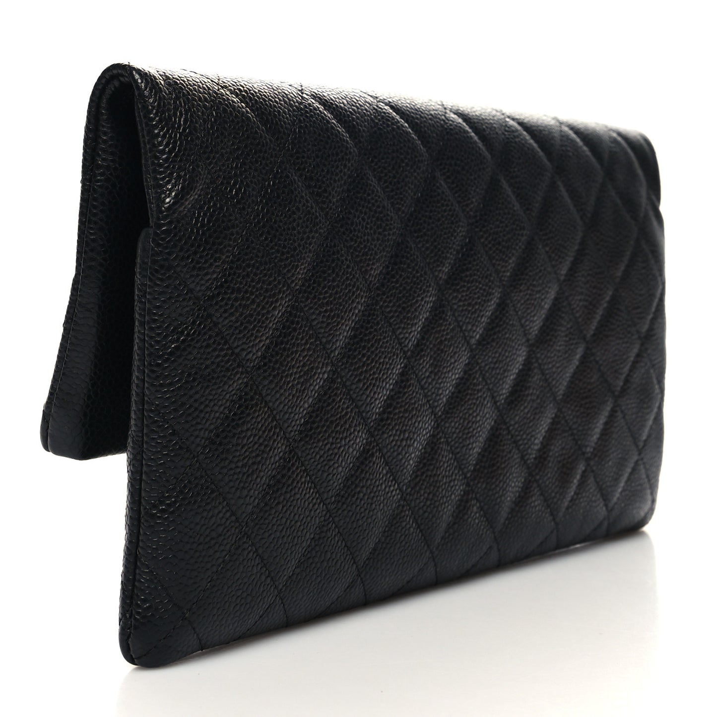 Caviar Quilted CC Beauty Clutch Black
