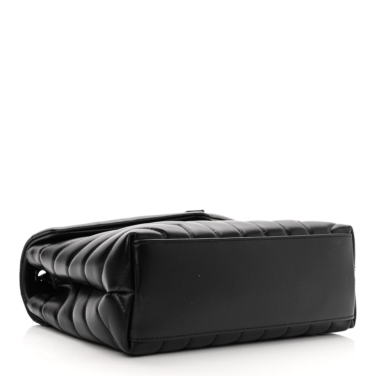 Saint Laurent Calfskin Y Quilted Monogram Monochrome Small Loulou Chain Satchel Black 4 of 11
