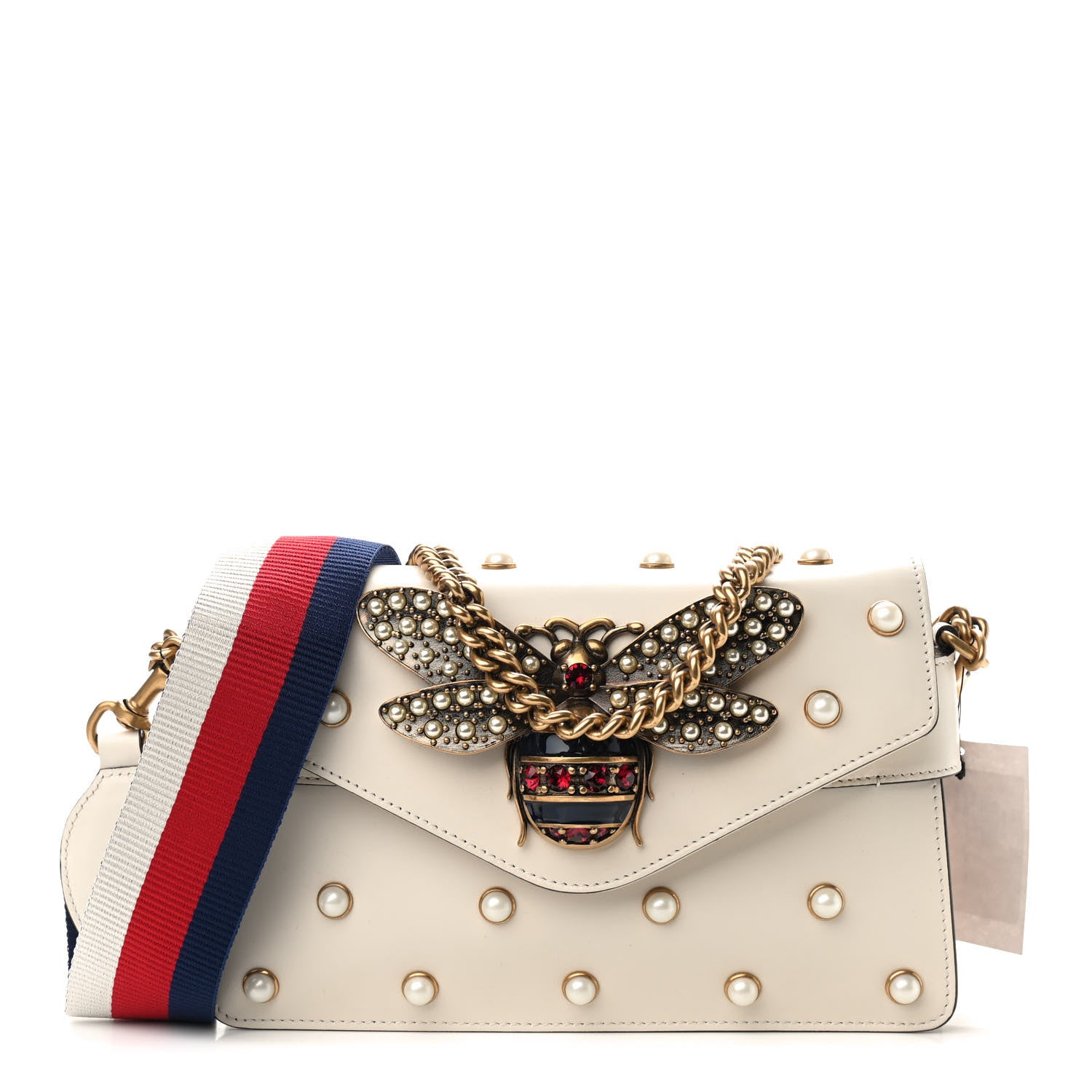 Gucci Nappa Pearl Studded Mini Queen Margaret Broadway Shoulder Bag Mystic White 1 of 9