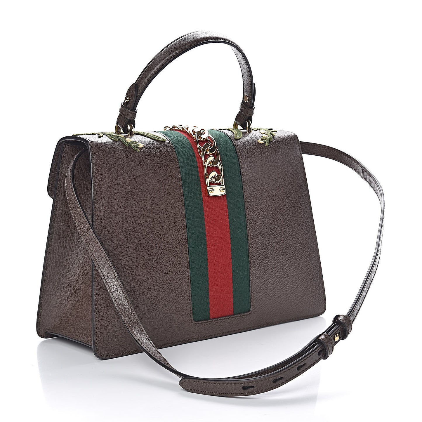 Calfskin Embroidered Medium Sylvie Top Handle Bag New Acero Multicolor