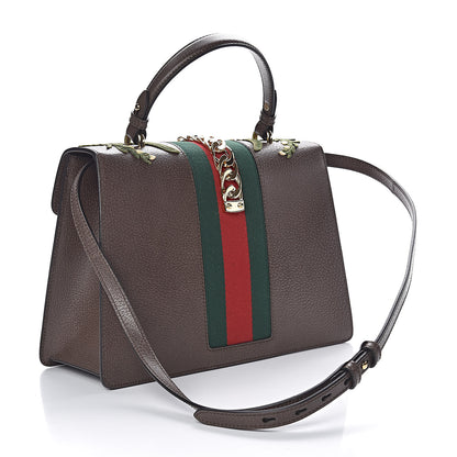Gucci Calfskin Embroidered Medium Sylvie Top Handle Bag New Acero Multicolor 3 of 10