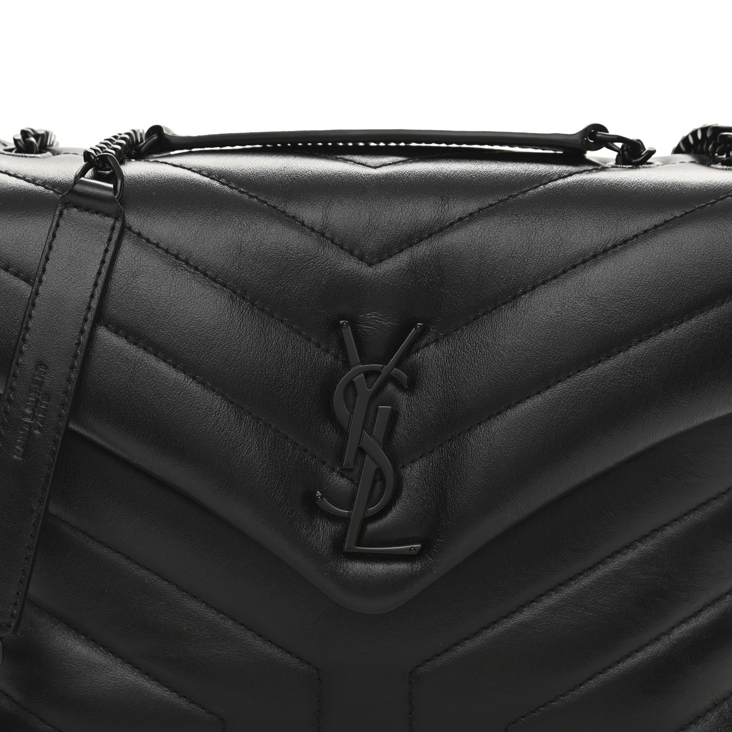 Calfskin Y Quilted Monogram Small Loulou Chain Satchel Black