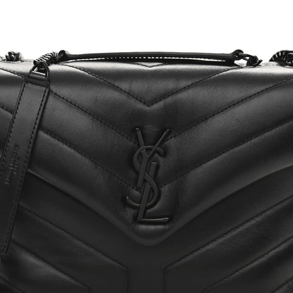 Saint Laurent Calfskin Y Quilted Monogram Small Loulou Chain Satchel Black 9 of 11