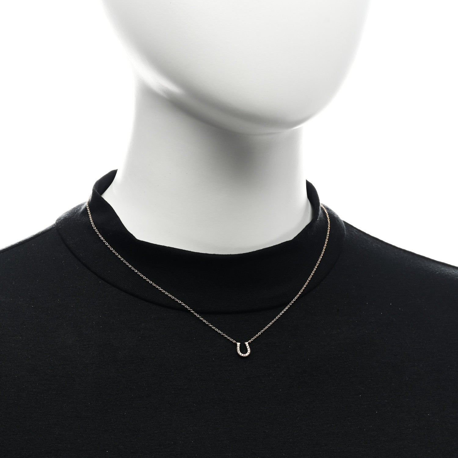 Tiffany 18K Rose Gold Diamond Mini Metro Horseshoe Pendant Necklace 2 of 5