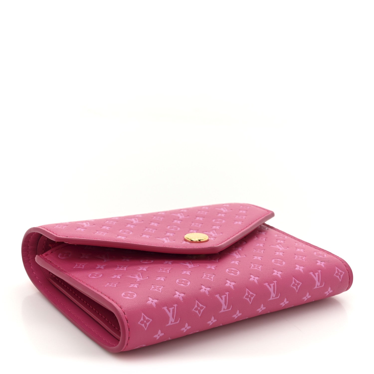 Louis Vuitton Calfskin Nanogram Embossed Victorine Wallet Rose 4 of 9
