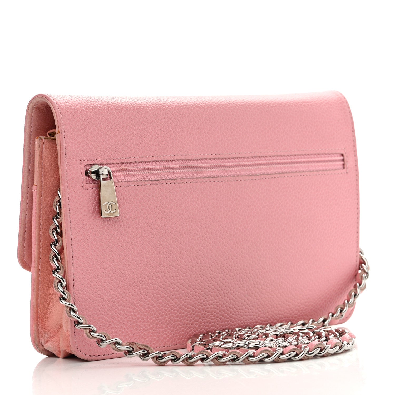 Chanel Caviar Timeless CC Wallet on Chain WOC Pink 3 of 19