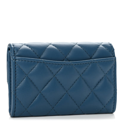 Chanel Lambskin Quilted Flap Card Holder Wallet Dark Blue 3 of 7