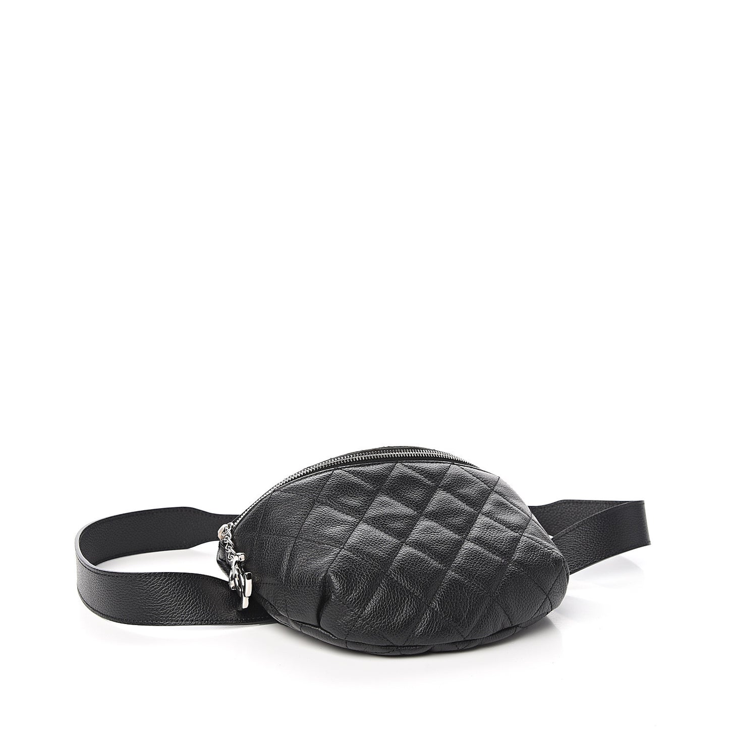 Grained Calfskin Quilted Waist Belt Bag Black