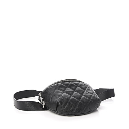 Chanel Grained Calfskin Quilted Waist Belt Bag Black 3 of 9
