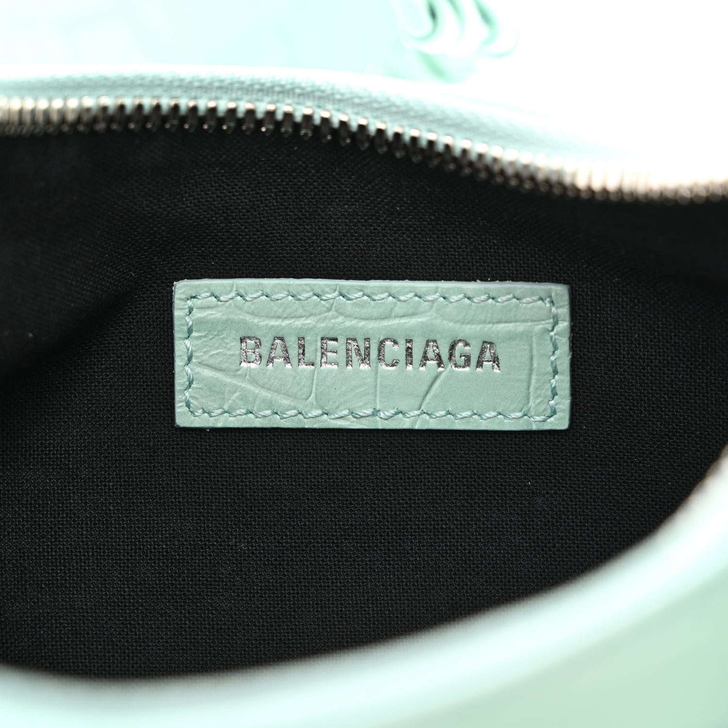 Balenciaga Extra Supple Calfskin Crocodile Embossed Le Cagole Shoulder Bag XS Green Acqua 6 of 10