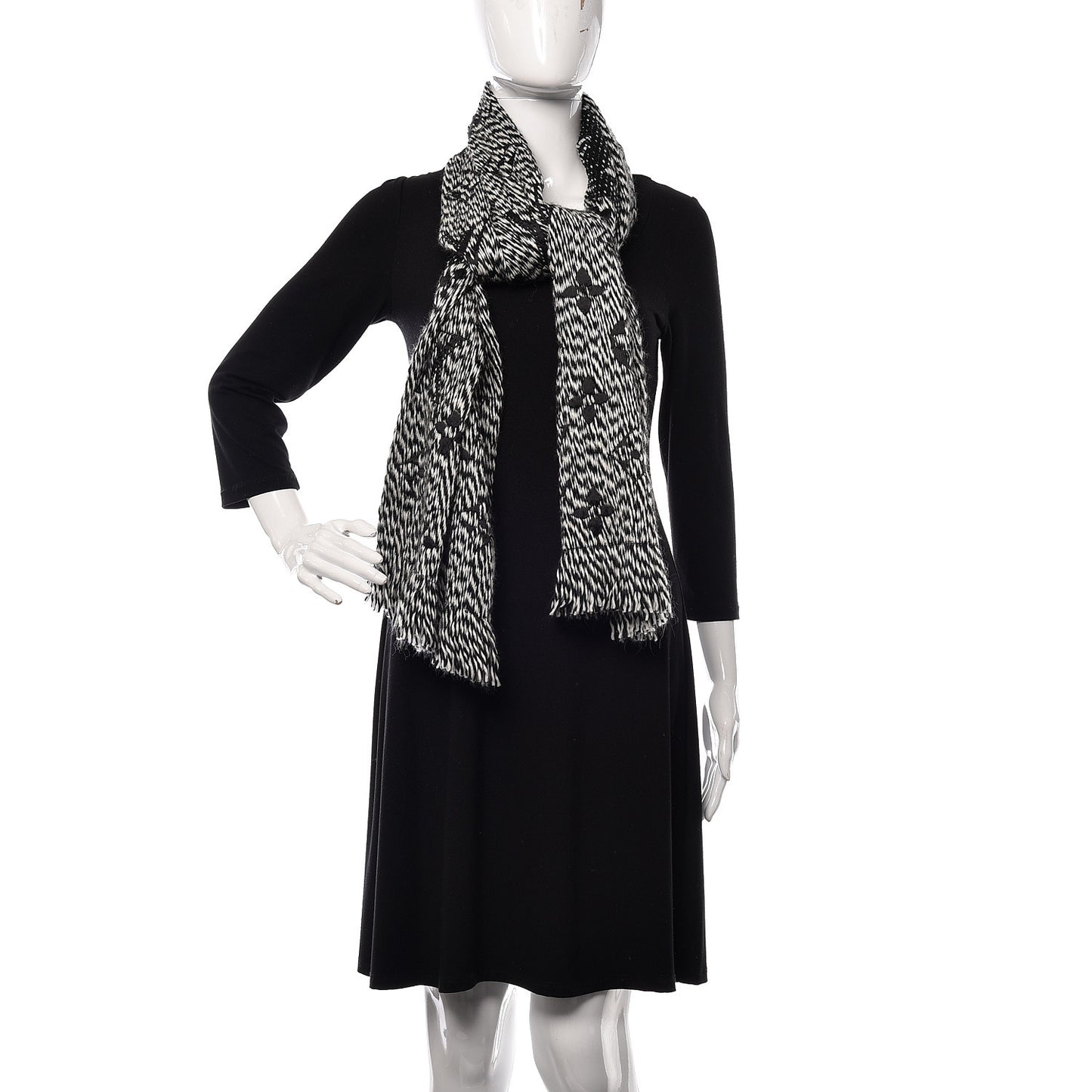 Wool Silk Logomania Mix Scarf Black
