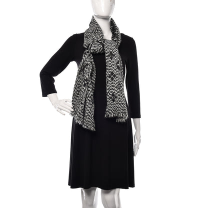 Louis Vuitton Wool Silk Logomania Mix Scarf Black 2 of 4