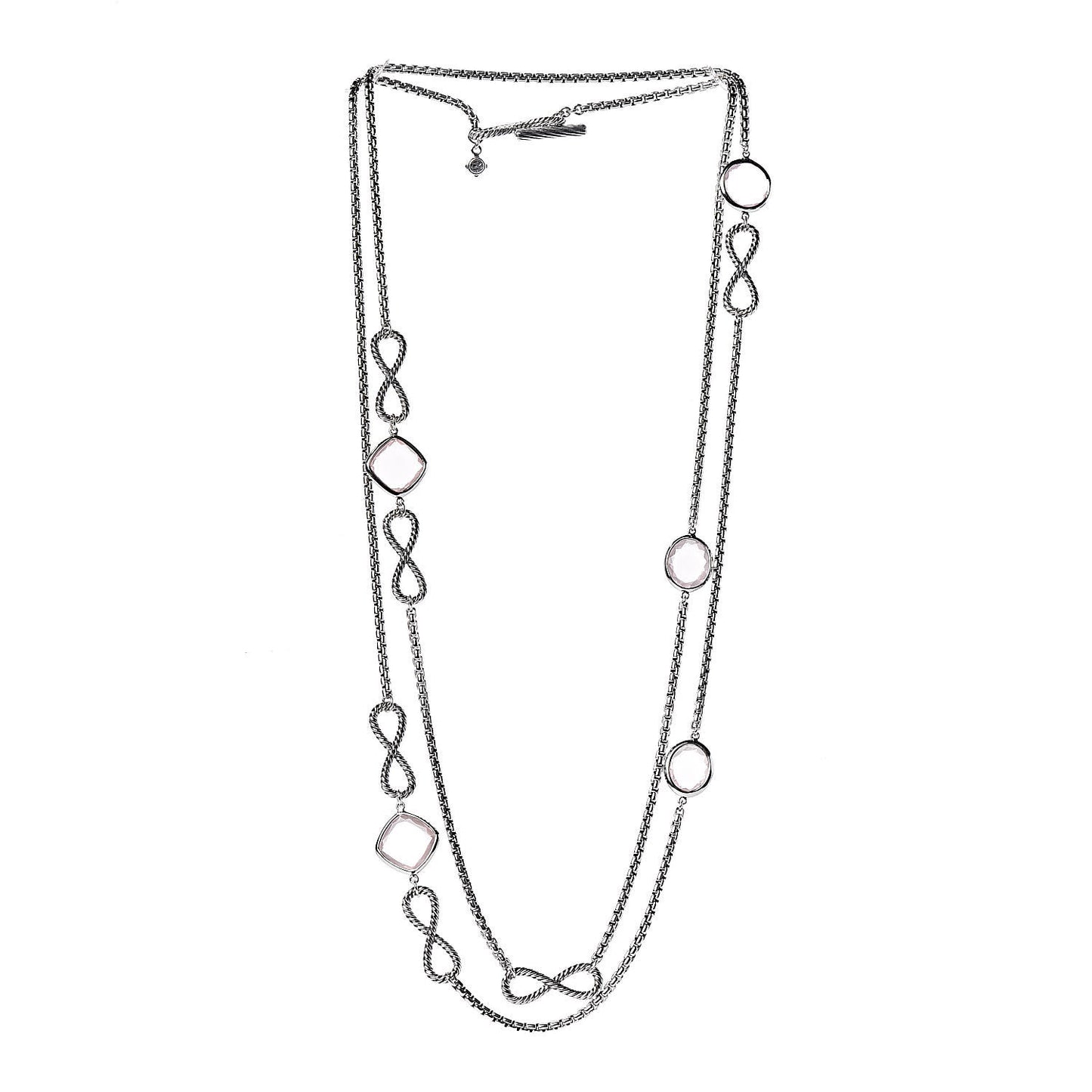 Sterling Silver Pink Quartz Infinity Station Necklace