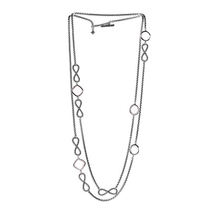 David Yurman Sterling Silver Pink Quartz Infinity Station Necklace 3 of 5