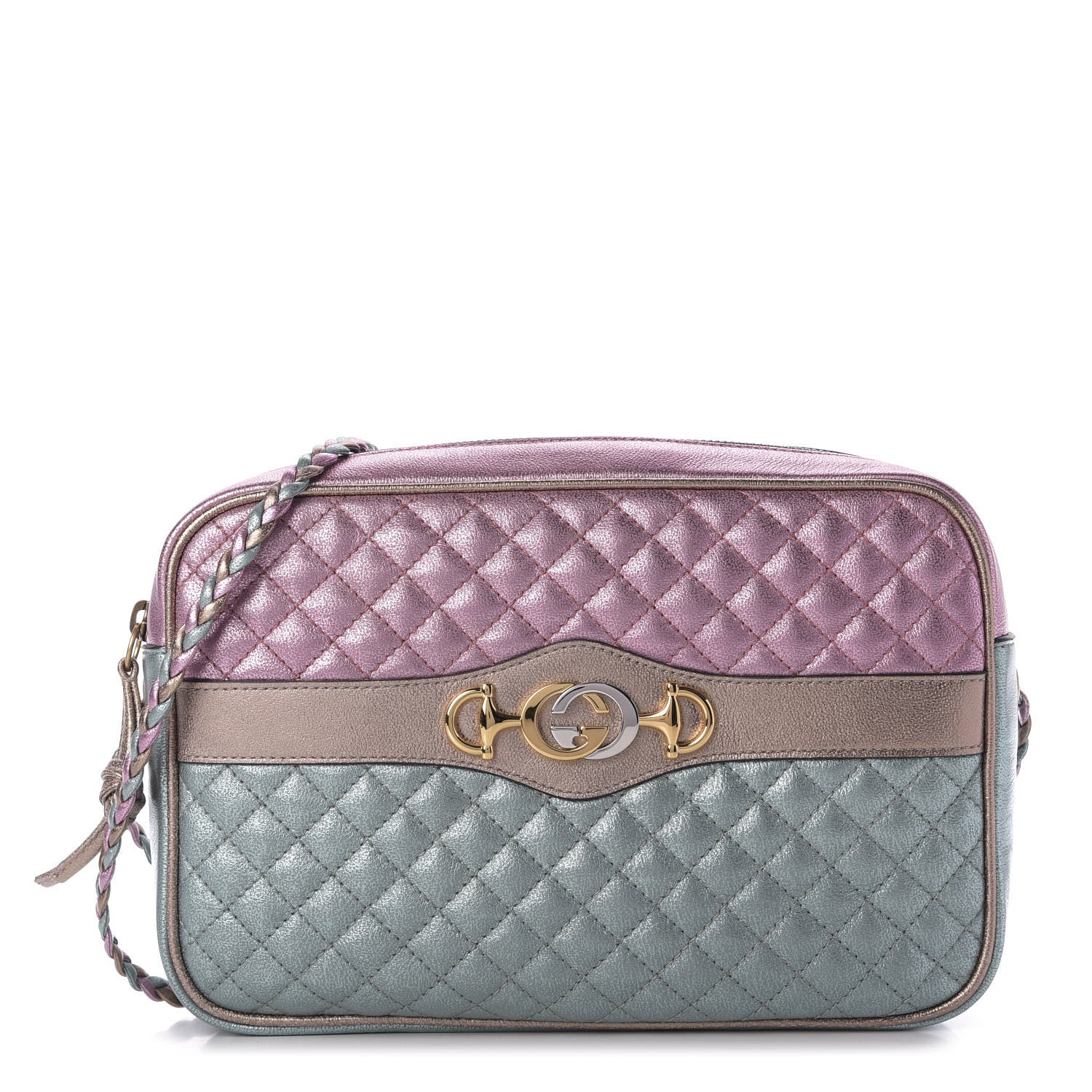 Gucci Laminated Nappa Trapuntata Small Zumi Shoulder Bag Rosa Lago Rame 1 of 9