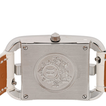 Hermes Stainless Steel Alligator Diamond Mother of Pearl 23mm Cape Cod Quartz Watch Blanc 4 of 5